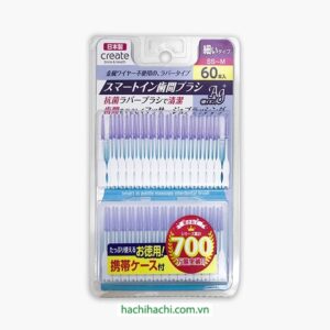 Tăm silicon mềm kháng khuẩn CREATE Ag+ xỉa kẽ răng 60 chiếc size SS-M - Hàng Nhật nội địa
